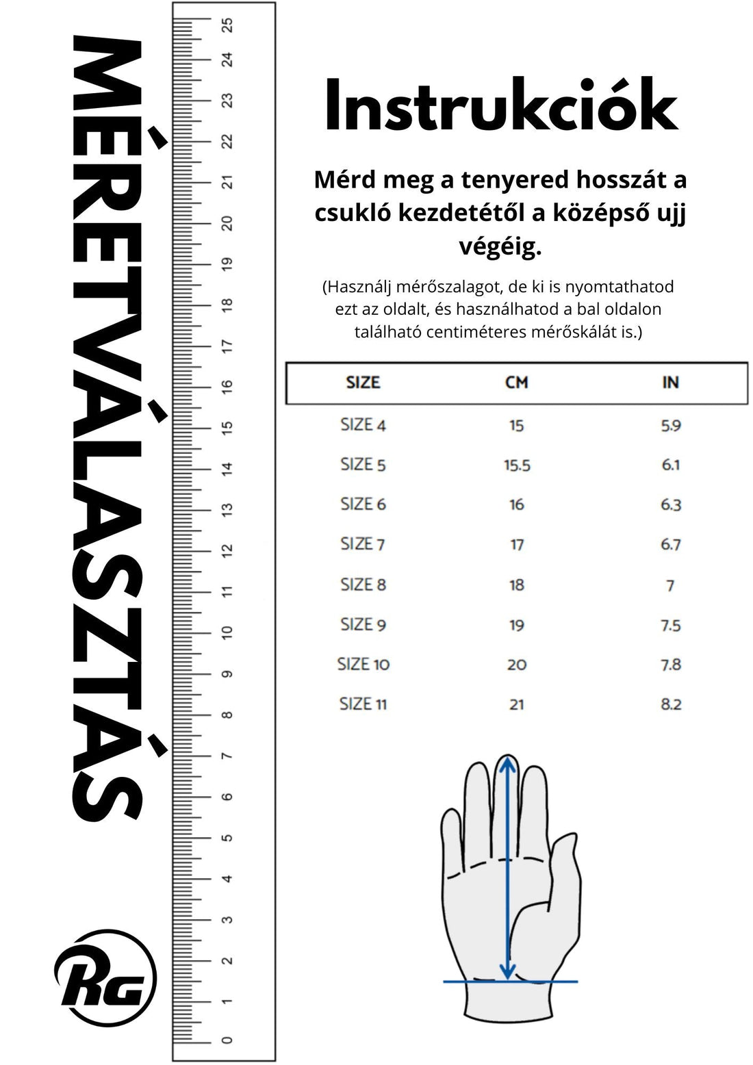 Kapuskesztyű méretválasztás