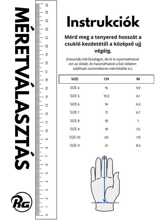 Kapuskesztyű méretválasztás